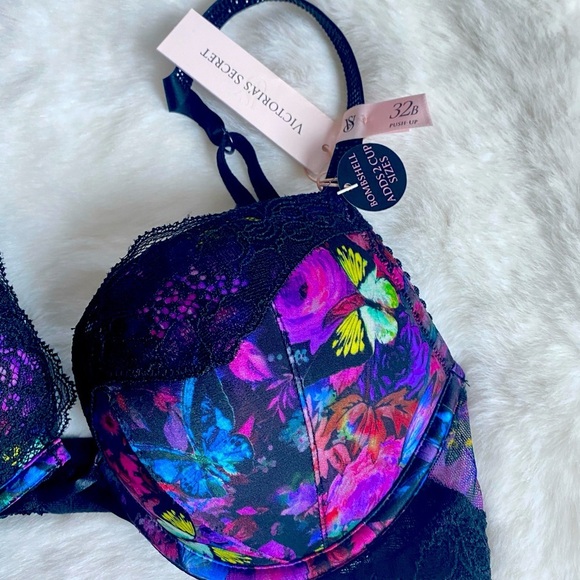 VS VERY SEXY Bombshell Add-2-Cups Shine Strap Push-Up Bra 32B Moonlight Floral - Picture 10 of 13